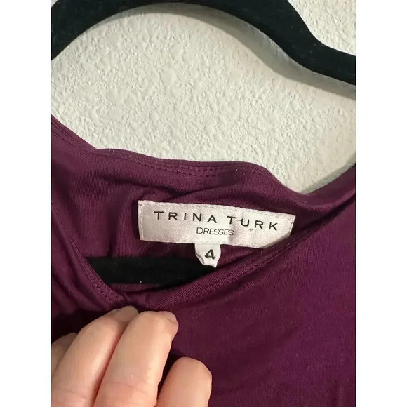 Trina Turk Lola Colorblock Purple and Black Cut out Dress 4 - Picture 3 of 10